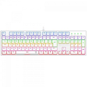 Teclado Mecânico Gamer T-Dagger Rebel, Rainbow, Switch Brown, Full Size, ABNT2, Branco
