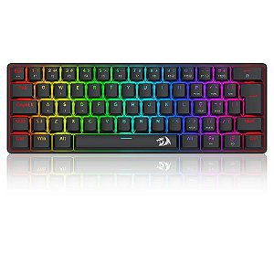 Teclado Mecanico Redragon Jax, Rainbow, ABNT2, Switch Marrom, Preto
