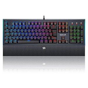 Teclado Mecânico Gamer Redragon Aryaman V2, RGB, Switch Blue, N-Key, ABNT2, Preto