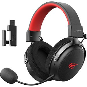 Headset Gamer Havit H2015Pro, Sem Fio, 5 Modos - Multiplataform, Preto/Vermelho