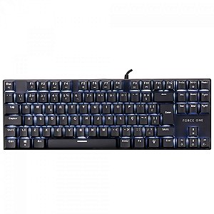 Teclado Mecânico Gamer Force One Atlas TKL, USB, ABNT2, Preto
