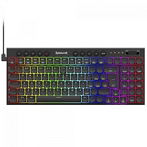Teclado Mecânico Gamer Redragon Sion, RGB, Switch Marrom, USB, Preto