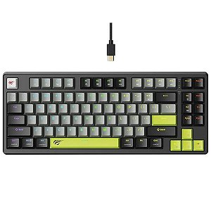 Teclado Mecânico Havit Gamenote KB904L RGB, Switch Magnético, Hall Effect, Preto/Cinza e Verde