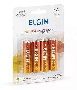 Pilha Elgin Zinco Aa Cilíndrica - Kit De 4 Unidades