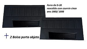 Par forro de porta da D-20 revestido em courvir cor preta mais duas bolsas porta objeto