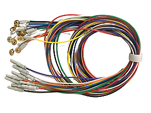 Eletrodo Tp Para Eeg/poli, Banho Ouro,cabo 1,50m, 10pçs. Fio em Silicone e Ponteira Injetada