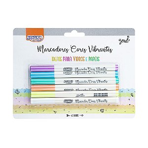 Marcador Ponta Fina Cores Vibrantes 6 und BRW