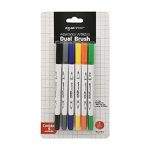 Marcador Artístico Dual Brush Pen- 6 cores Jocar Office
