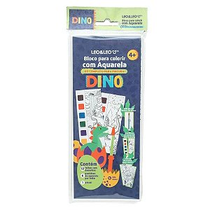 Bloco de Colorir com Aquarela- 12 folhas com6 pastilhas+pincel Leo&Leo