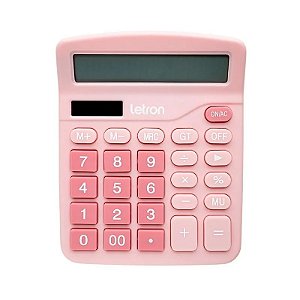 Calculadora de Mesa 12 Dígitos Rosa Neo Solar Letron