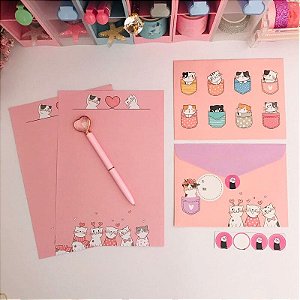 Kit Papéis de Carta com Envelopes e adesivos Buendia