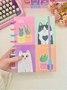 Caderno de Discos Gatos e Cactos