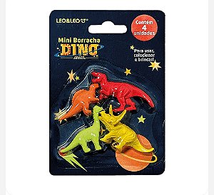 Kit Mini Borrachas Dino c/4 und Leo&Leo