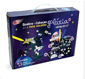 Quebra Cabeça 4 em 1 para Colorir-72 peças e 3 hidrocores Leo&Leo