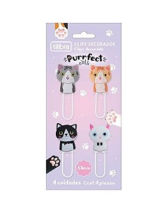 Clips Decorado Purrfect Cat c/4 und Tilibra