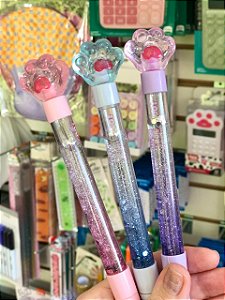 Caneta Patinha de Gato com Glitter Flutuante