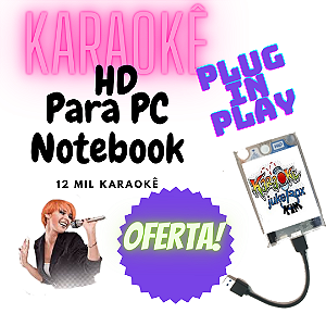 Karaokê portátil hd externo plug in play