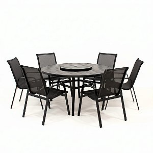 Conjunto de mesa Lótus Giro Externo com 6 Cadeiras