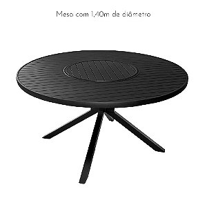 Mesa Ripada 1,40m com Giro Interno pé em X em Alumínio