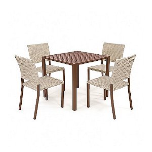 Conjunto de Mesa Margarida Quadrada com 4 Cadeiras