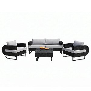 Conjunto de Sofá Begônia em Fibra Sintética e Alumínio