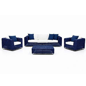 Conjunto de Sofá Fúcsia Corda Náutica e Alumínio