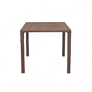 Mesa Quadrada em Alumínio com Tampo Ripado 90x90cm