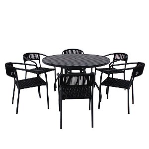 Conjunto de Mesa Lavanda com 6 Poltronas em Corda Náutica