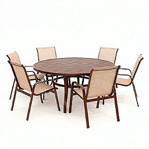 Conjunto de mesa Lótus com 6 Poltronas