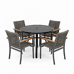 Conjunto de mesa Perpétua com 4 Poltronas em Corda Náutica