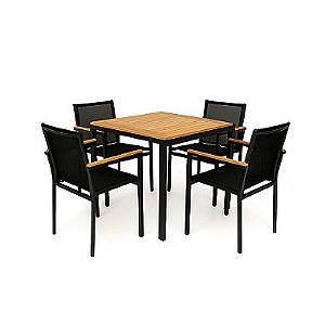 Conjunto de Mesa Perpétua Quadrada com 6 Poltronas