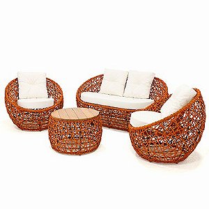 Conjunto de Sofá Duty em Corda Náutica e Alumínio