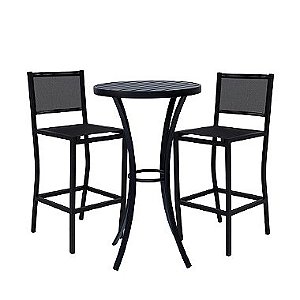 Conjunto Bistrô Ripado 2 Banquetas Frésia em Tela sling