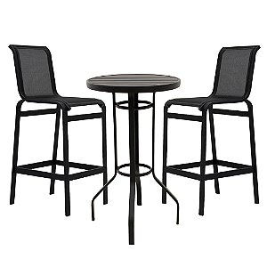 Conjunto Bistrô Ripado 2 Banquetas Lótus em Tela sling