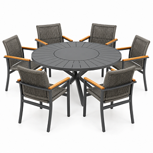 Conjunto de Mesa Perpétua em Corda Náutica 6 Poltronas com Mesa Pétala