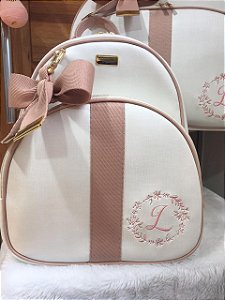 Mochila Baby P Sintético offwhite com nude