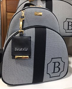 Mochila Baby P Pied poule com faixa preta