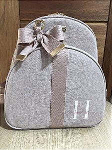 Mochila Baby G Linho rose com faixa nude