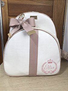 Mochila Baby G Sintético offwhite com faixa nude
