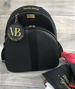 Mochila Baby G Sintético preto com faixa preta