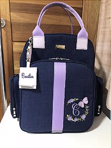 Mochila Multi Linho Marinho com Lilás