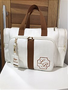 Malinha New Sintético offwhite com faixa caramelo