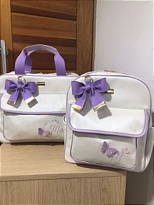 Kit maternidade Classic Offwhite com alças Lilás
