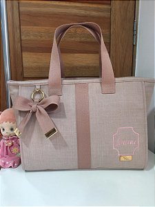 Bolsa Isabel Linho Rose com faixa Nude