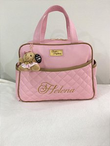 Bolsa maternidade básica quadrada M, sintético rosa bebe