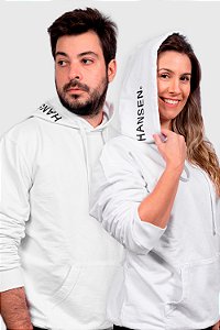Casaco de Moletom Premium Logo Gorro Branco