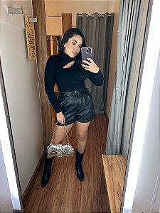 Short de PU preto TAM P