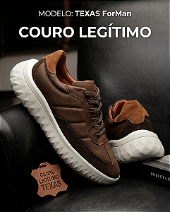 Tênis Texas Marrom Couro Masculino