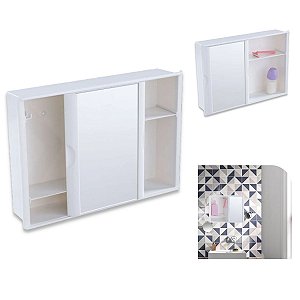 Armario Banheiro Plastico Porta De Correr Espelho 41 X 28 Cm A21 Astra