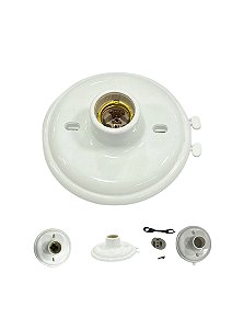 PLAFON PLASTICO SOQUETE PORCELANA E-27 BRANCO - 100 unidades